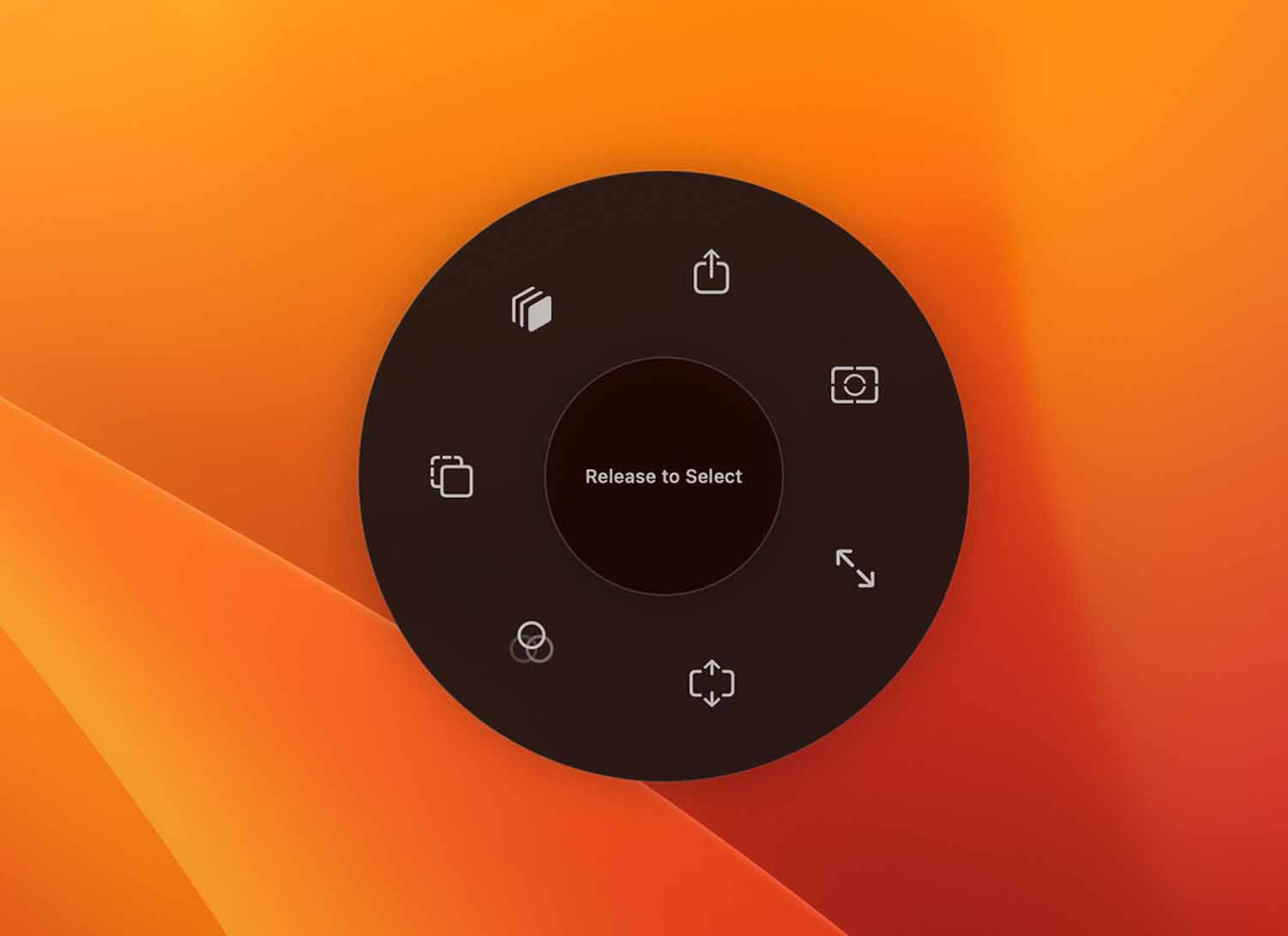 Photoshop keyboard shortcuts in a Radial pie menu at the cursor