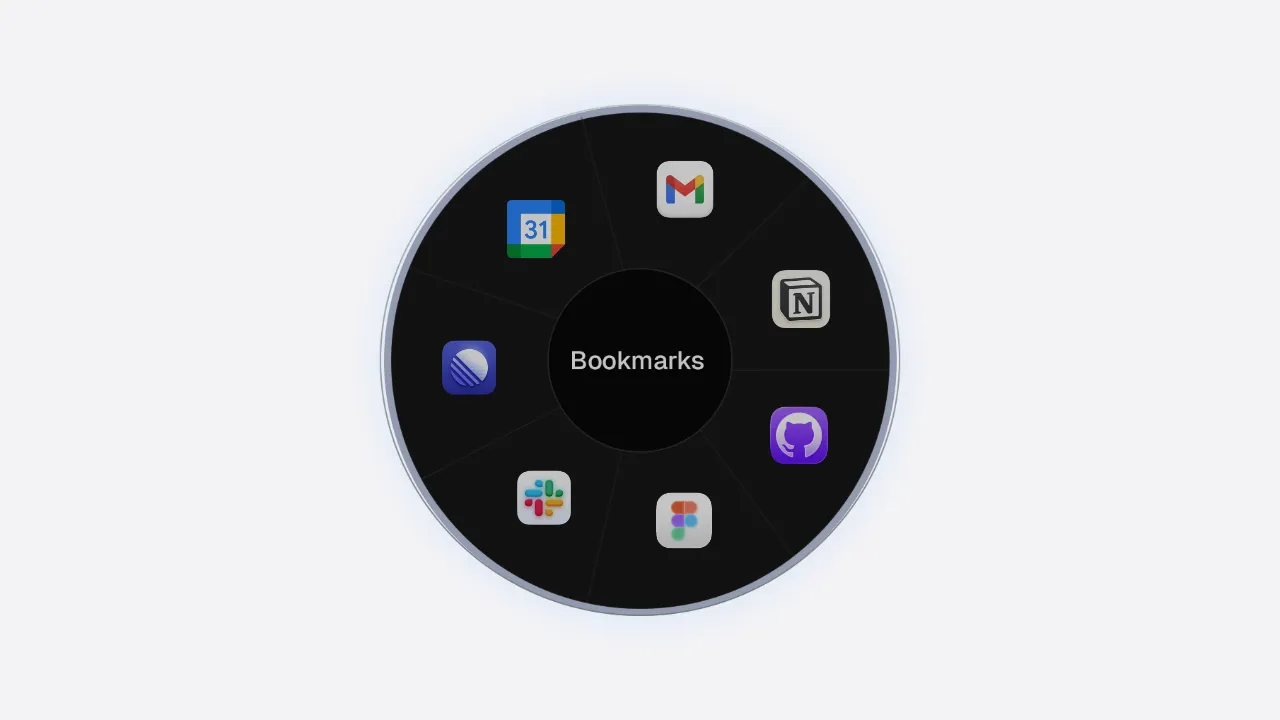 Radial bookmarks menu