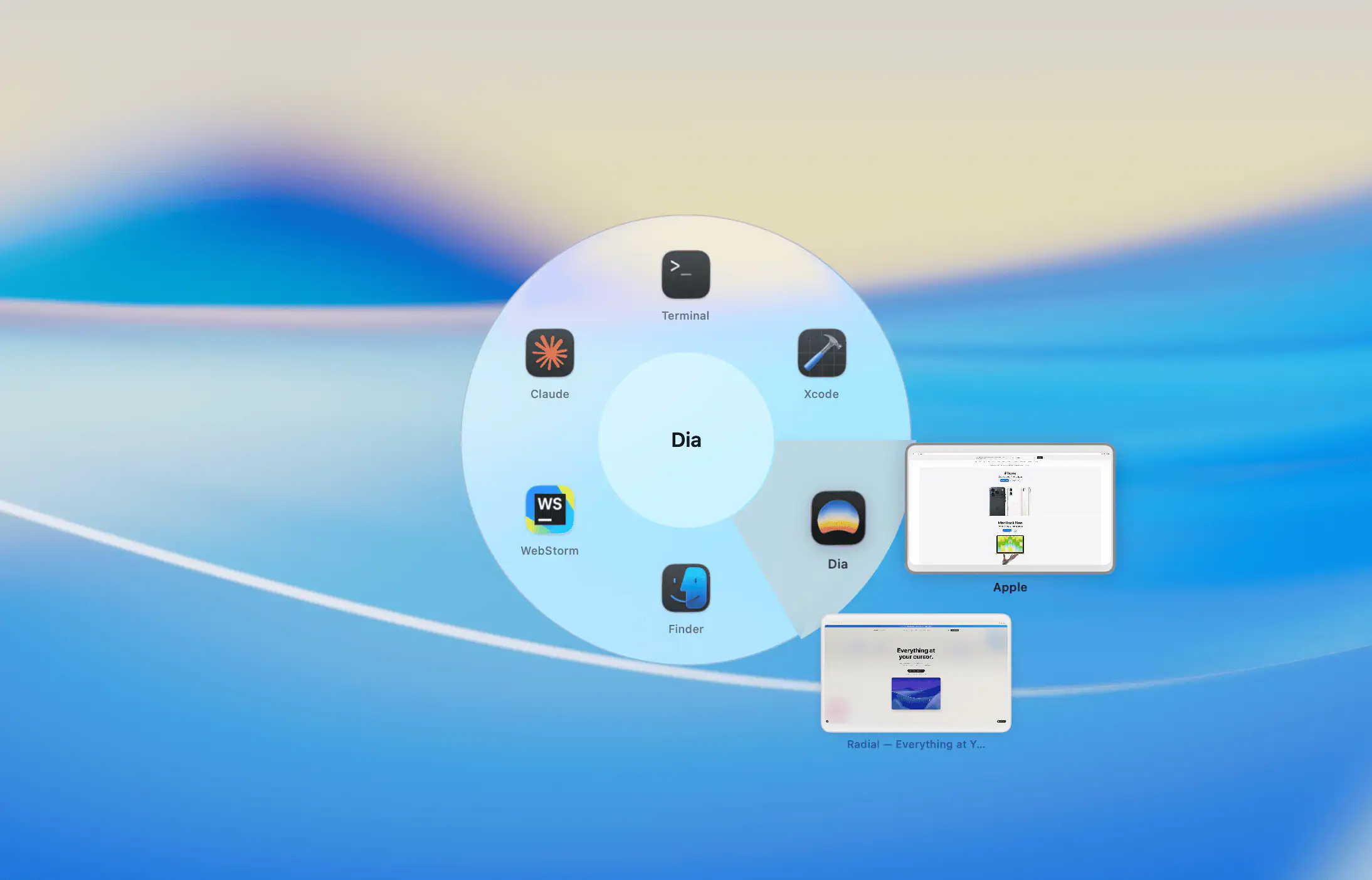 Radial app switcher